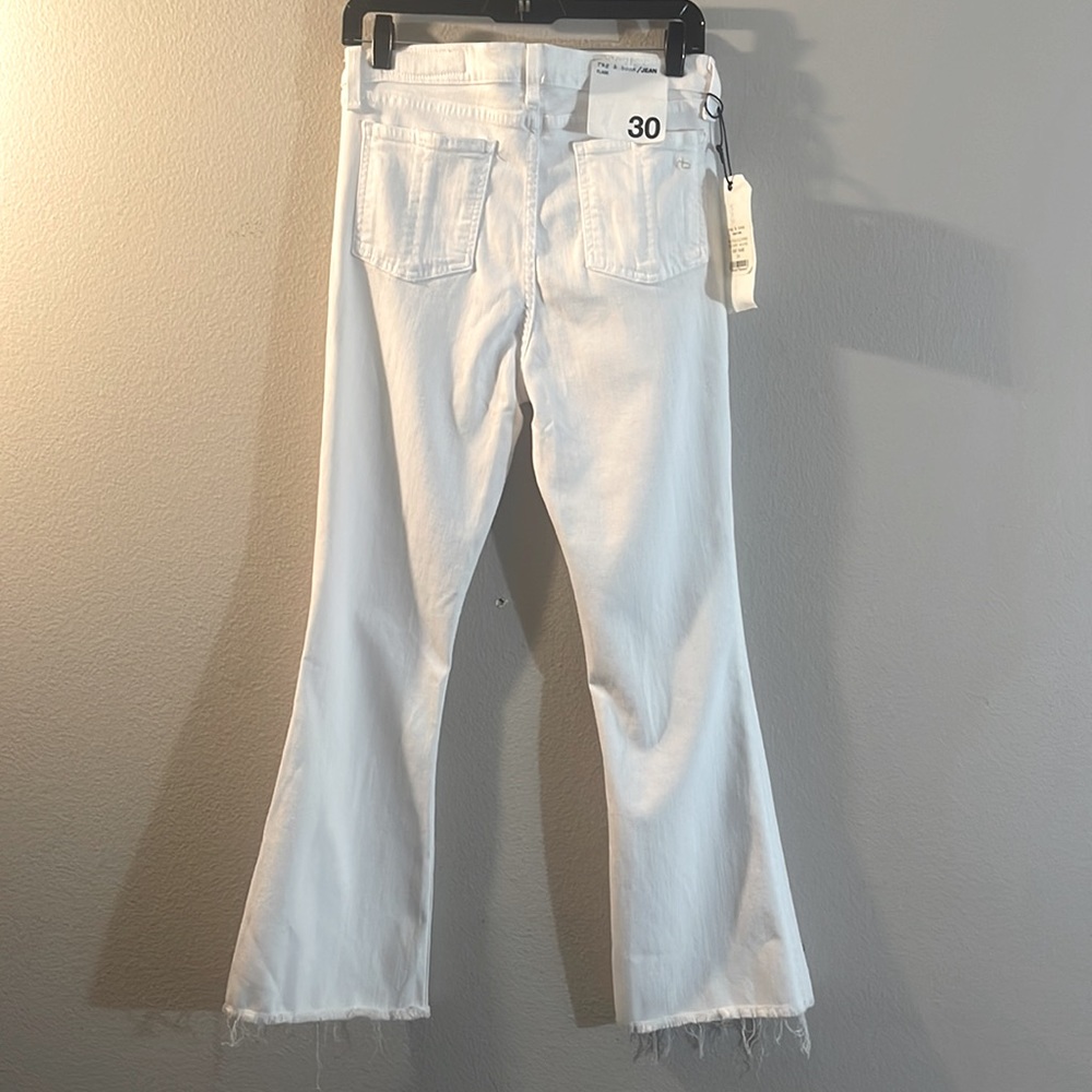 RAG & BONE Bright White Crop Flare Stretch Jeans size 30 Style # W15940545BWH - Picture 5 of 16